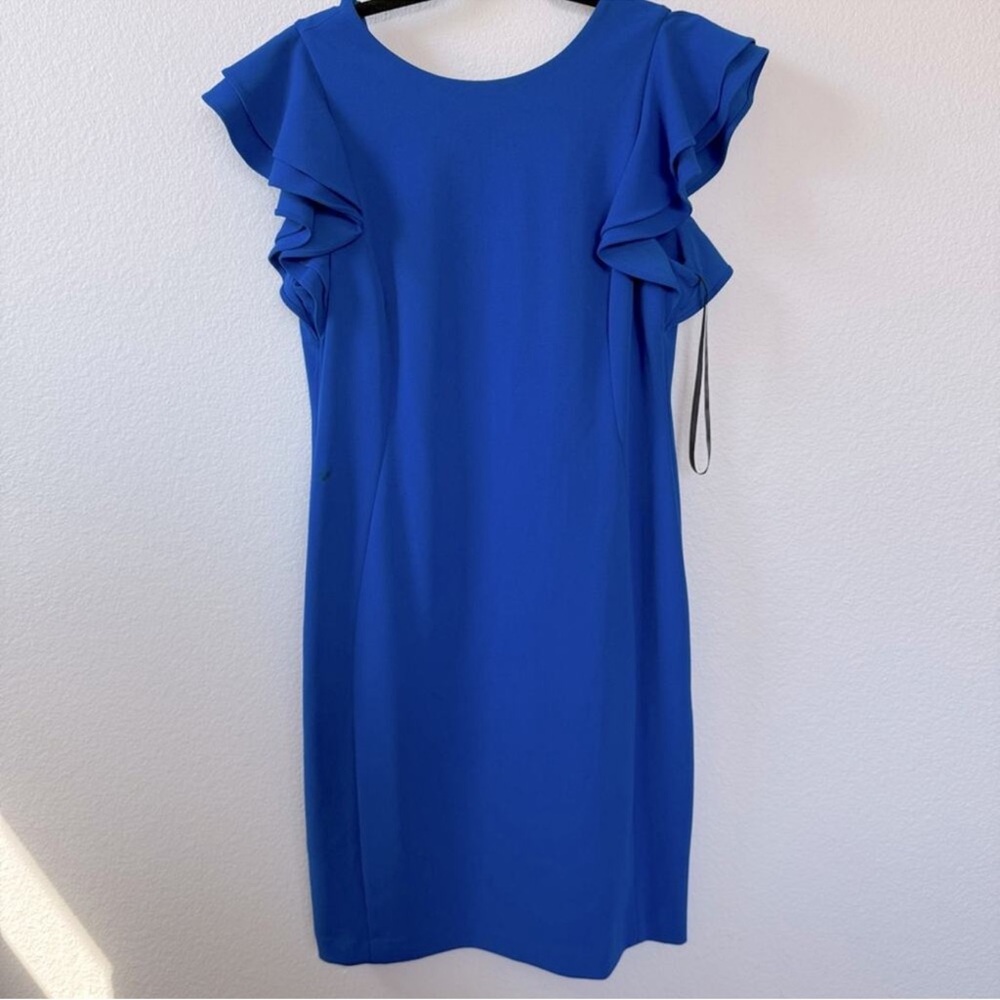 CHAPS Royal Blue Ruffle Sleeve Dress